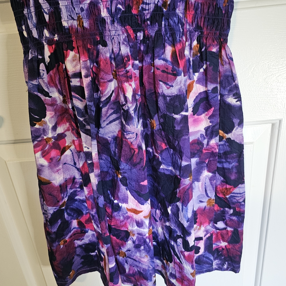 Simply Vera Vera Wang Purple and Pink Floral Midi Dress Women's Sz M - Picture 12 of 14